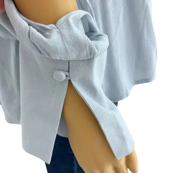 BP Brass Plum LARGE NWT Gray Top Blouse Long Split Sleeve V Neck - Picture 5 of 9